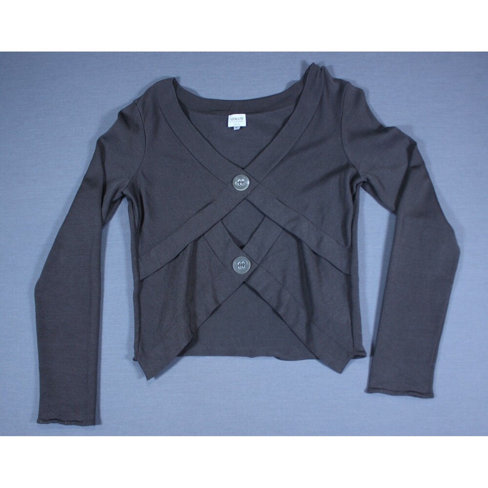 VINTAGE Armani Collezioni Antinea SRL Cut-Out Cardigan Knit Grey Sweater 44 US 8